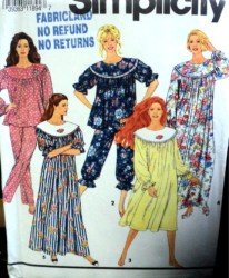 7574  Simplicity GRANNY SS-LS NIGHTGOWN & PJS 2 LENGTHS PATTERN 6-24 Uncut